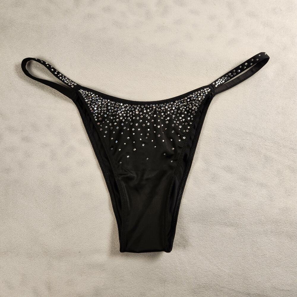 Victoria's Secret Very Sexy Soft Satin Brazilian Panty Black Rhinestone - Medium
